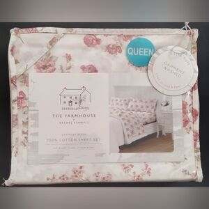 Shabby Chic Rachel Ashwell Farmhouse Cotton QUEEN Sheet Rusty Pink Floral